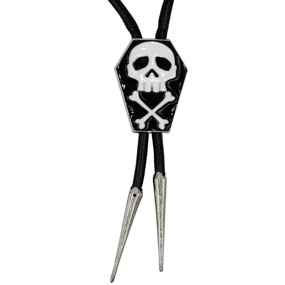 Bolo Tie Coffin Skull Bones