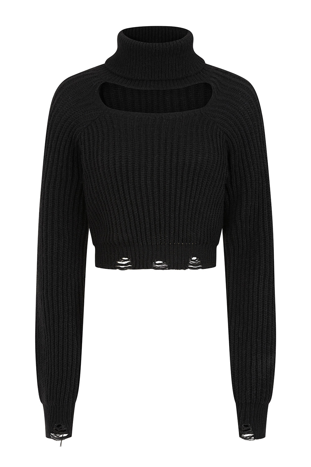 Black Elysia High Neck Sweater