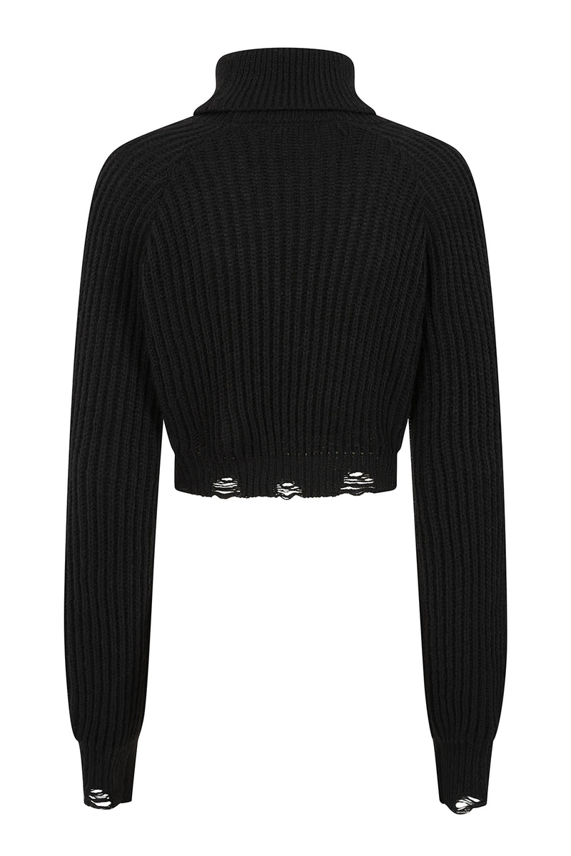 Black Elysia High Neck Sweater