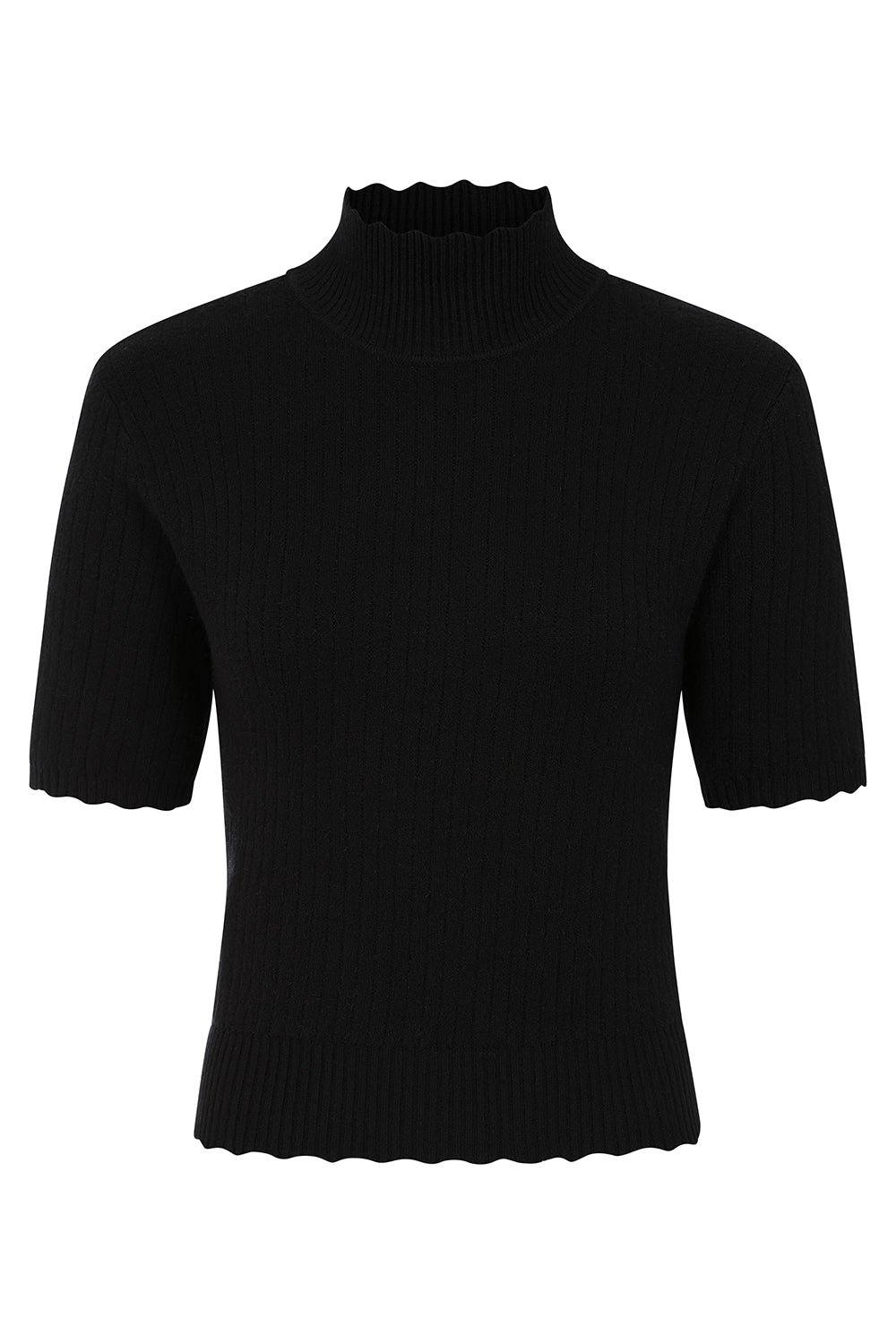 Jane Sweet Scallop Top Blk