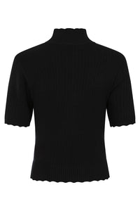 Jane Sweet Scallop Top Blk
