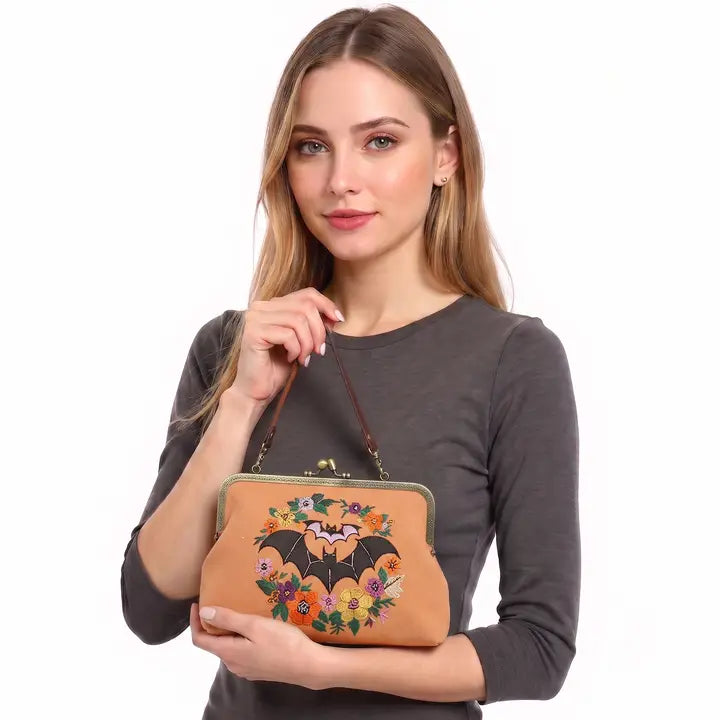 Floral Bat Kisslock Bag