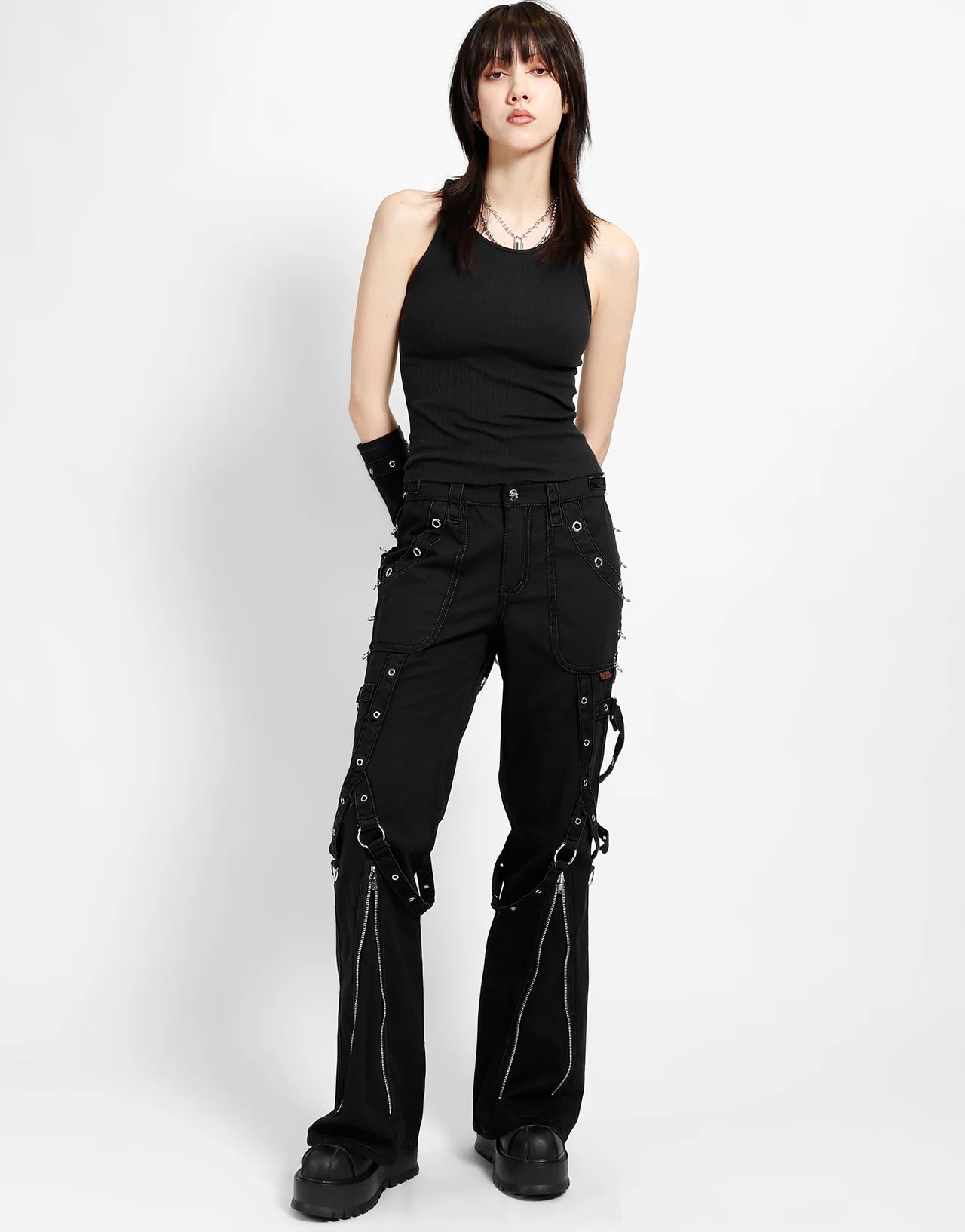 Ladies Black Multi Eyelet Pant