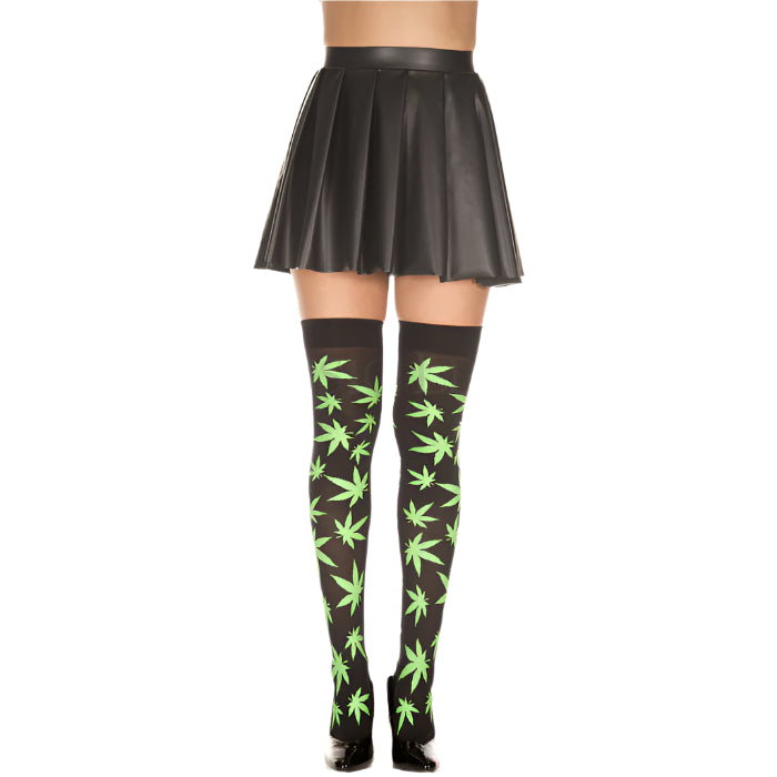 Leaf Print Thigh High