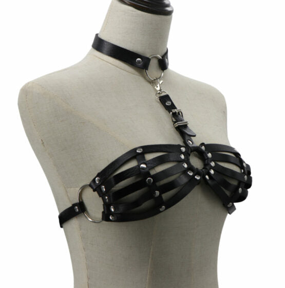 Leatherette Harnness Bra Top