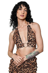 Leopard O-Ring Halter Top