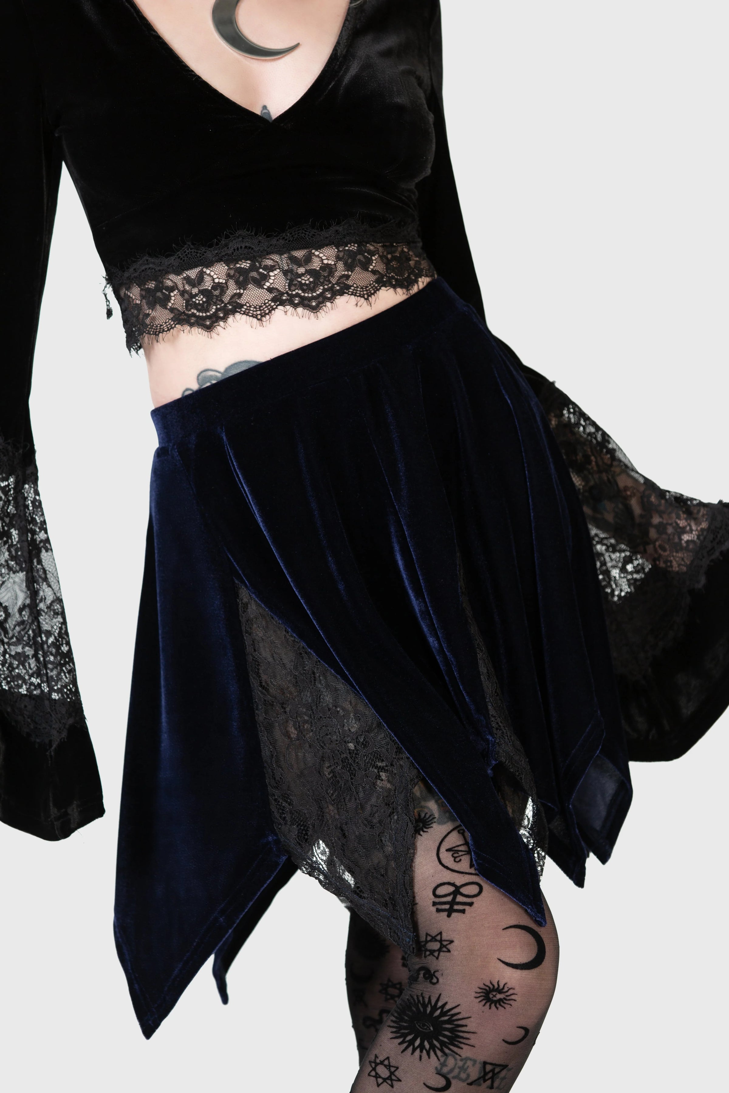 Lester Velvet Blue Mini Skirt