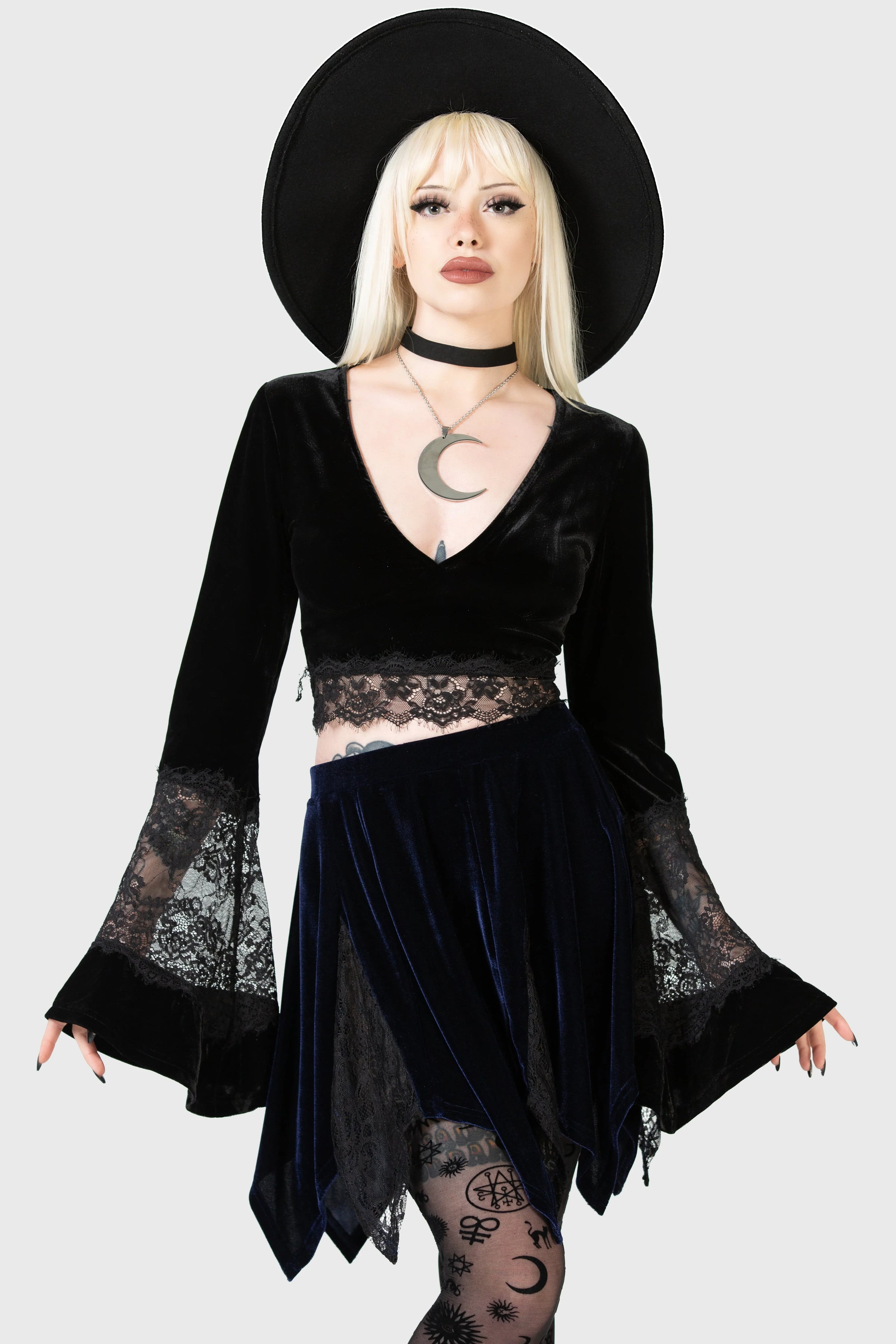 Lester Velvet Blue Mini Skirt