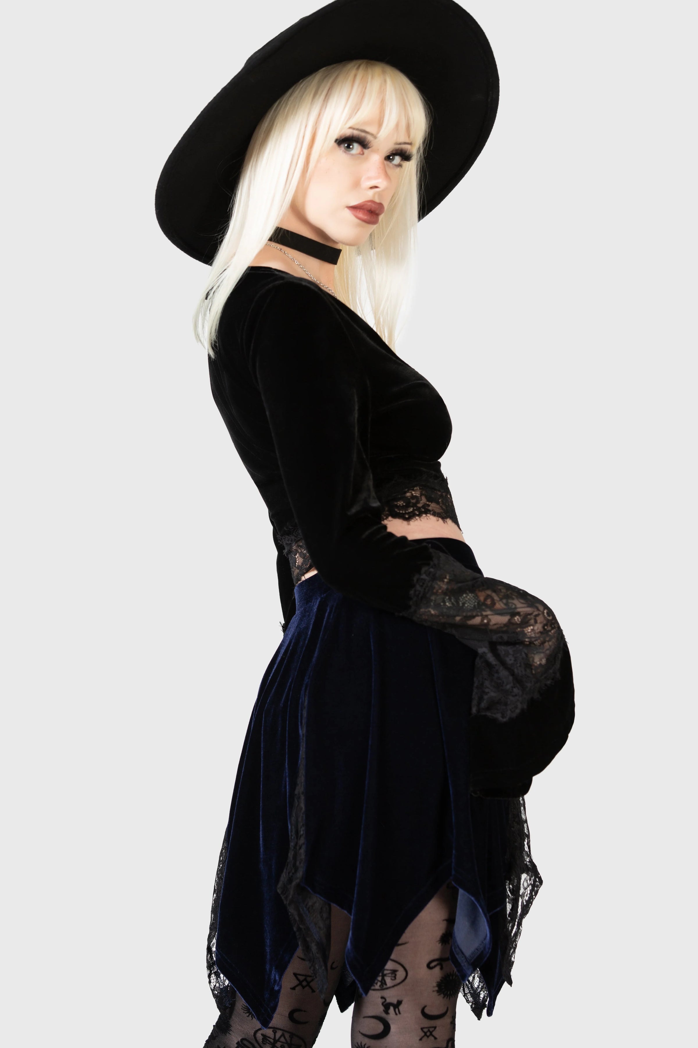Lester Velvet Blue Mini Skirt