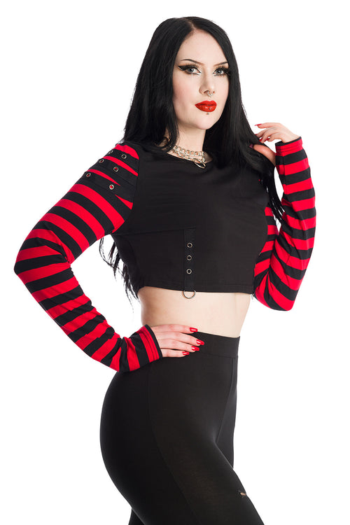 Lycoris Top-Red Striped Crop