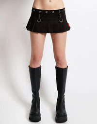 Micro Mini Blk Denim Rivet Skir