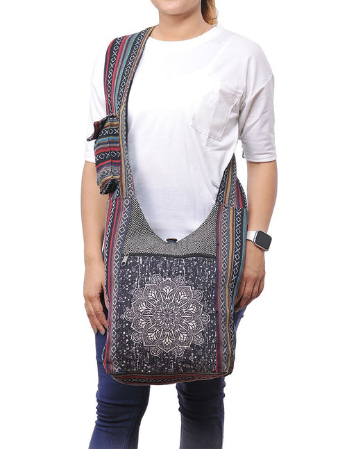 Mandala Black Printed Hobo