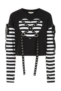 My Heart Hacker Top Blk/Wht