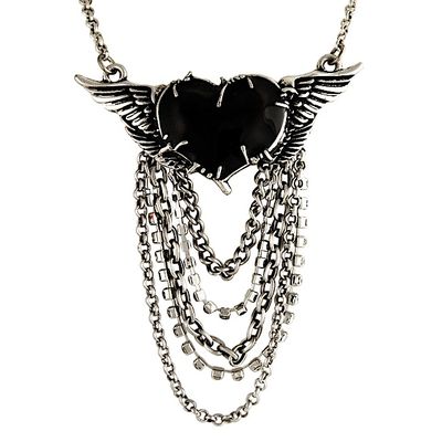 NK-Black Heart Wings & Chains