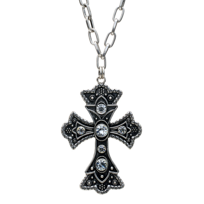 NK-Gothic Solid Cross w/clr gem