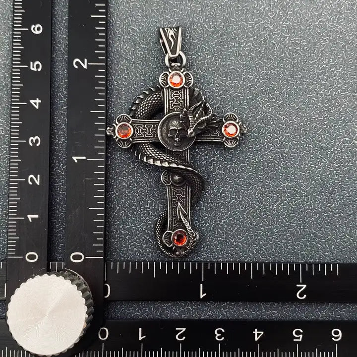 NK-Stainless Dragon Skull Cross