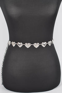 Heart Shape Metal Belt Silver