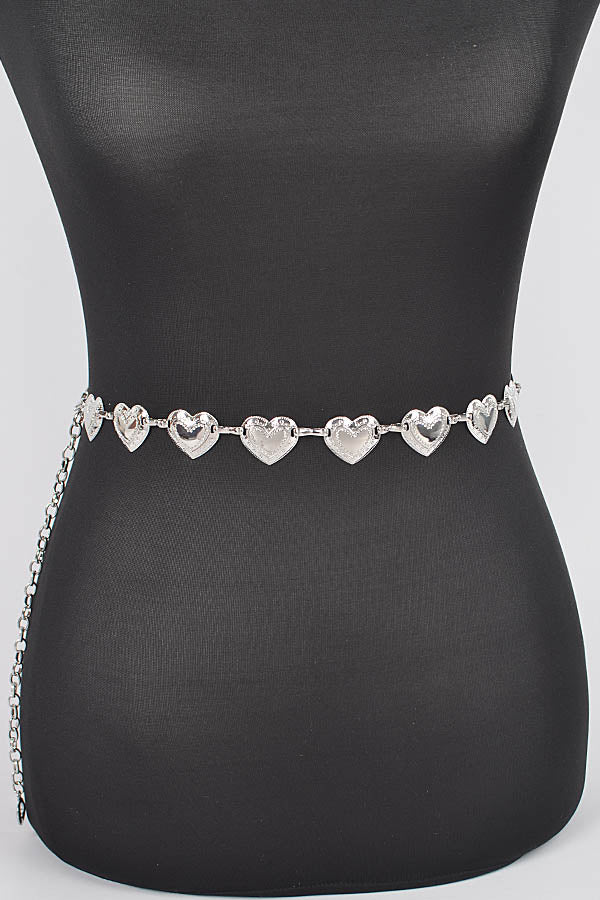 Heart Shape Metal Belt Silver