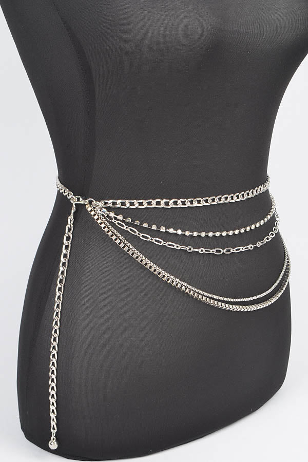 Multi Layered Metal Chain Silve