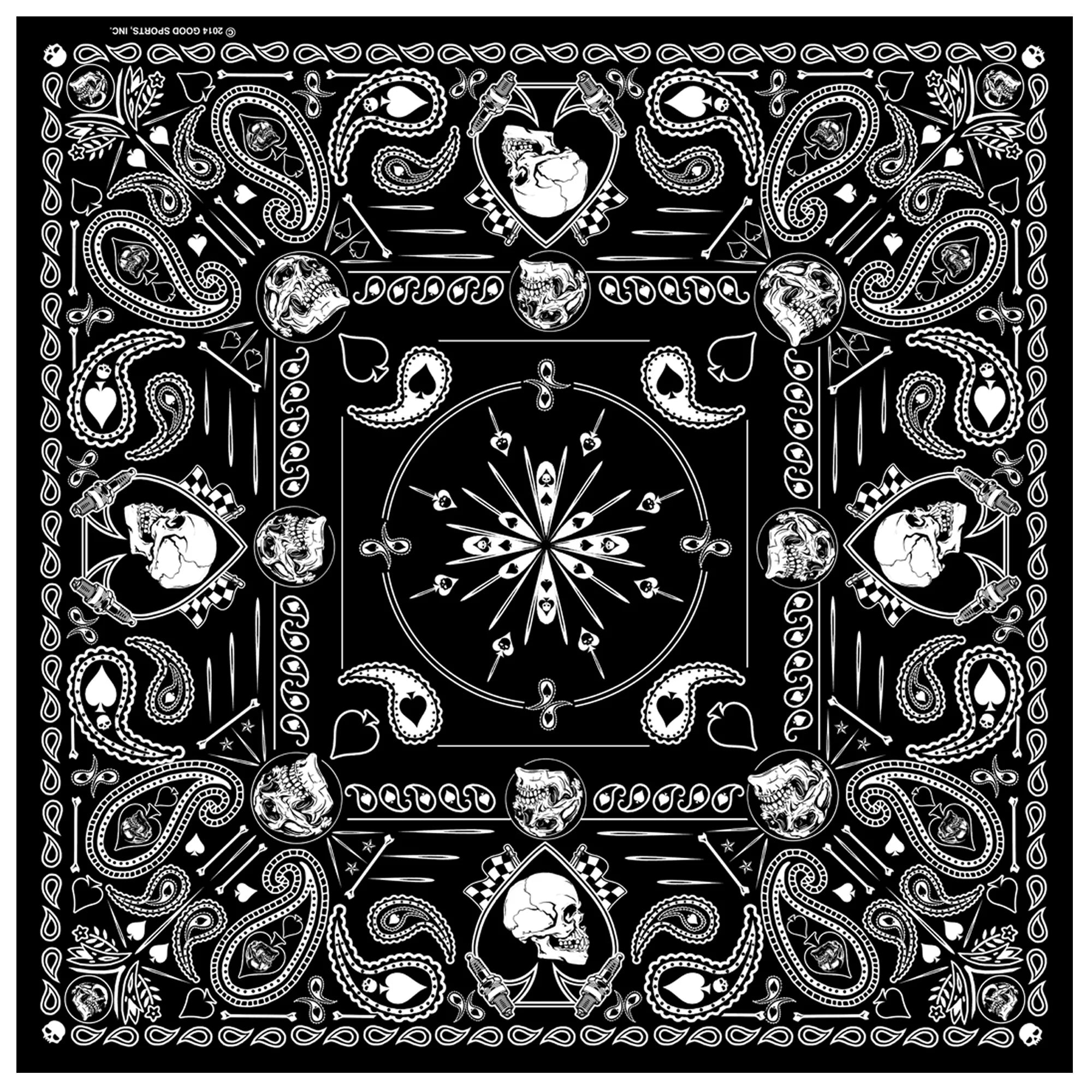 Paisley Skulls-White on black