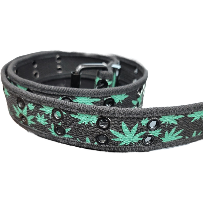 Black w/Green Weed Grommet Belt