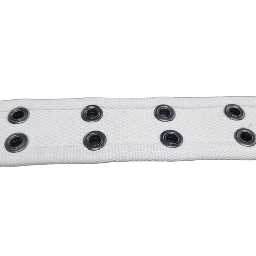 White Fabric Grommet Belt