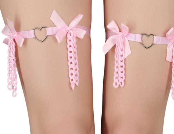 Pink Ribbon Heart Charm Garter