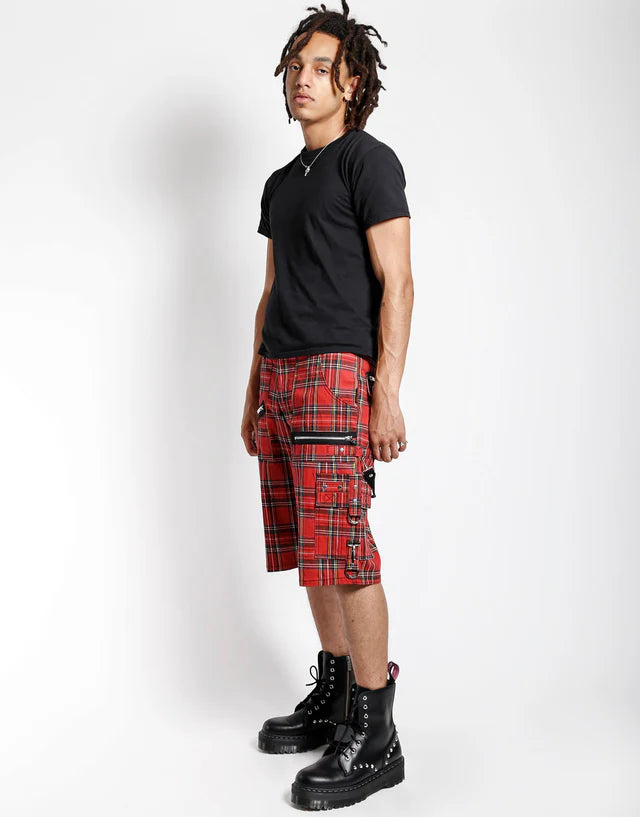 Punk Bondage Shorts Red Plaid