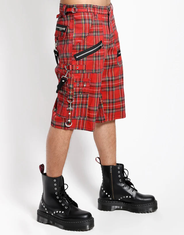 Punk Bondage Shorts Red Plaid