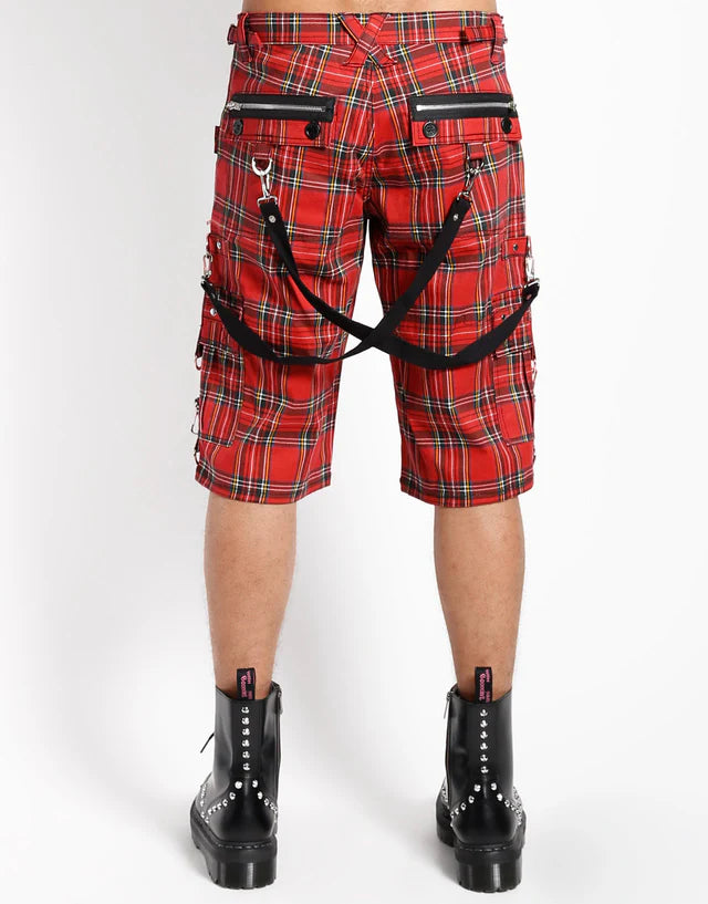Punk Bondage Shorts Red Plaid