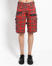 Punk Bondage Shorts Red Plaid