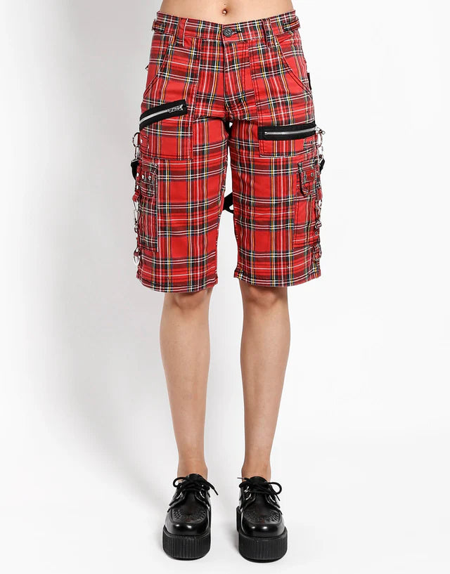 Punk Bondage Shorts Red Plaid