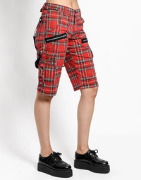 Punk Bondage Shorts Red Plaid