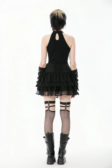 Punk Mesh Panel Halter Top