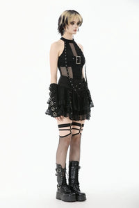 Punk Mesh Panel Halter Top