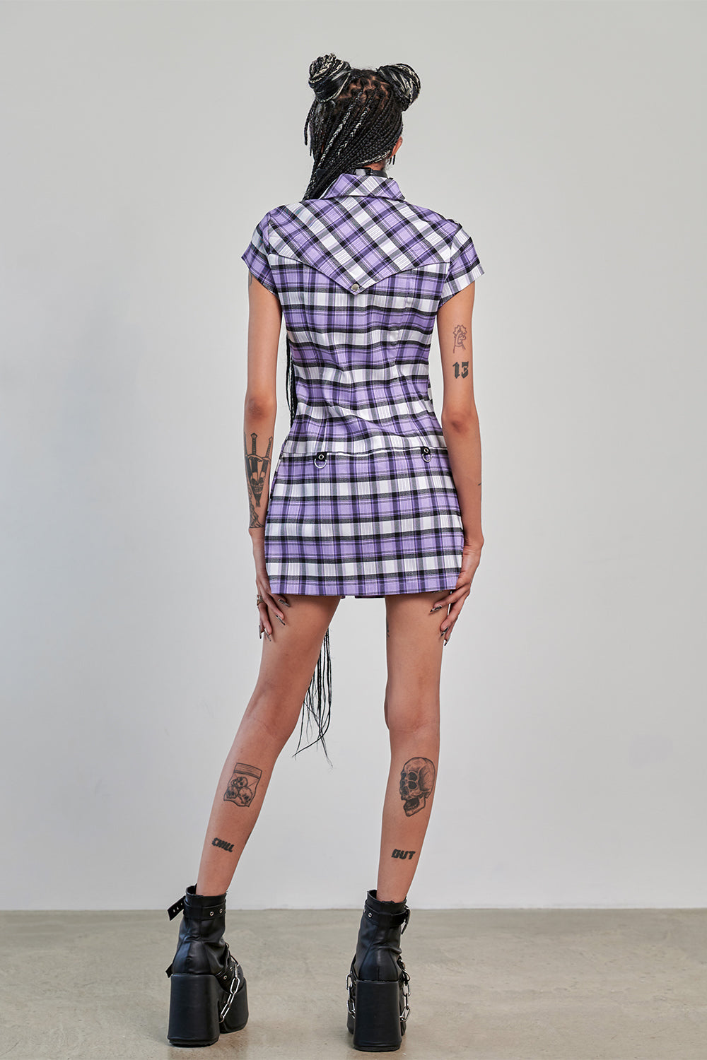 Rebel Check Dress Purple Tartan