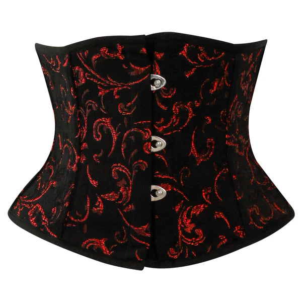Red Brocade Lace Waist Corset