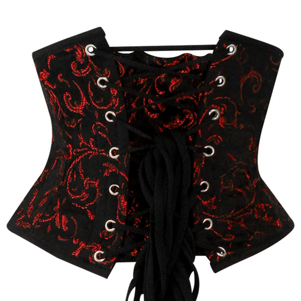 Red Brocade Lace Waist Corset