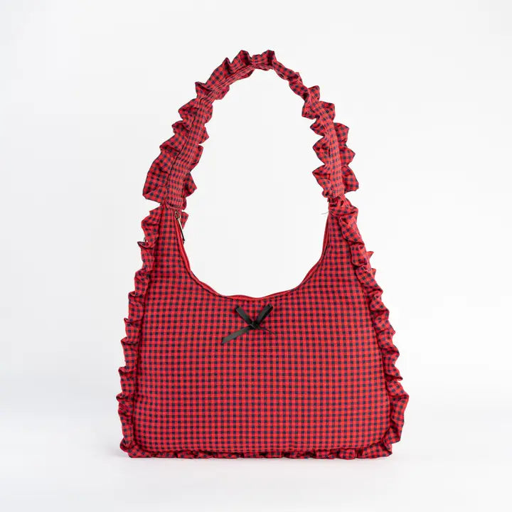 Red Gingham Ruffled Bow Bag