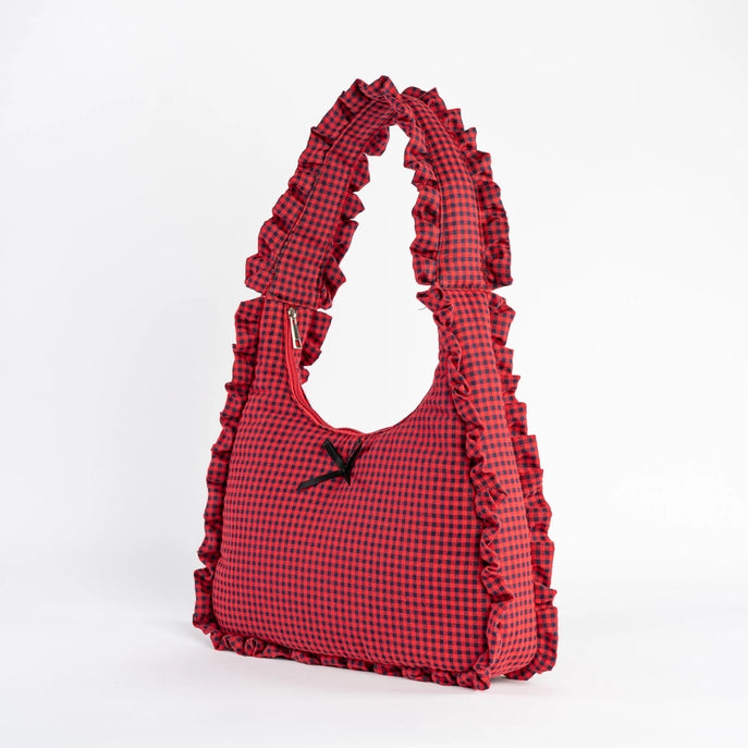 Red Gingham Ruffled Bow Bag