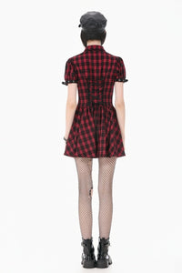 Red Plaid Dress W/ Pleats