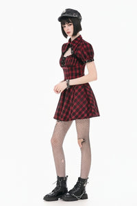 Red Plaid Dress W/ Pleats