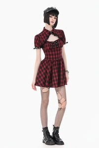 Red Plaid Dress W/ Pleats