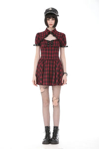 Red Plaid Dress W/ Pleats