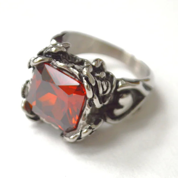 Red Stone Stainless Ring