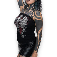 Rhinestone Angel Wing Skull Top
