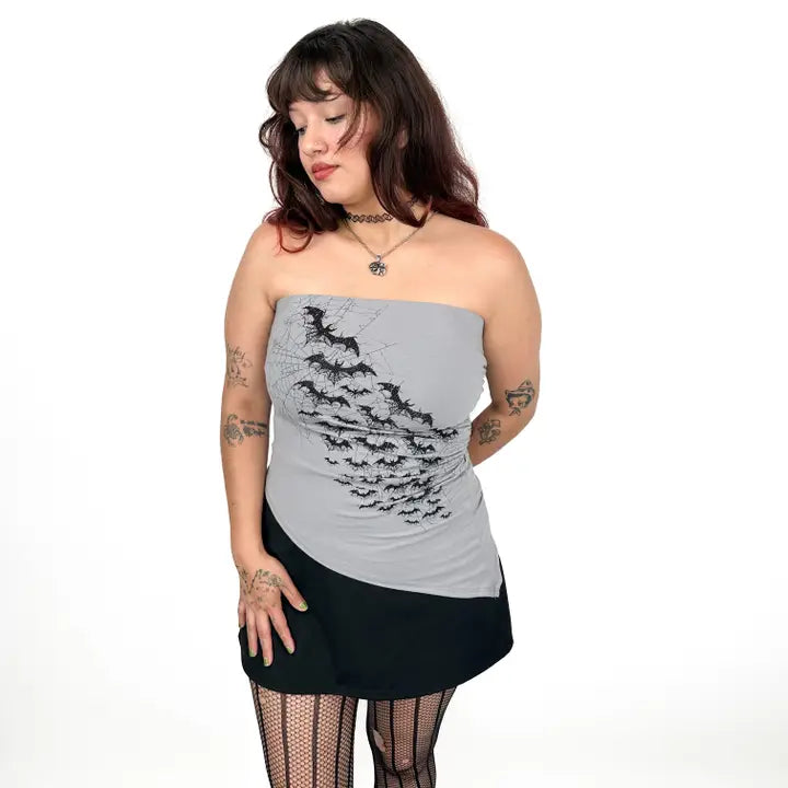 Rhinestone Bat Spiderweb Top