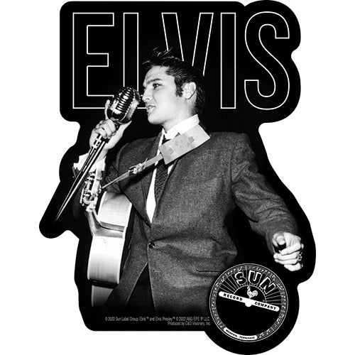 Elvis Singing B/W Sticker