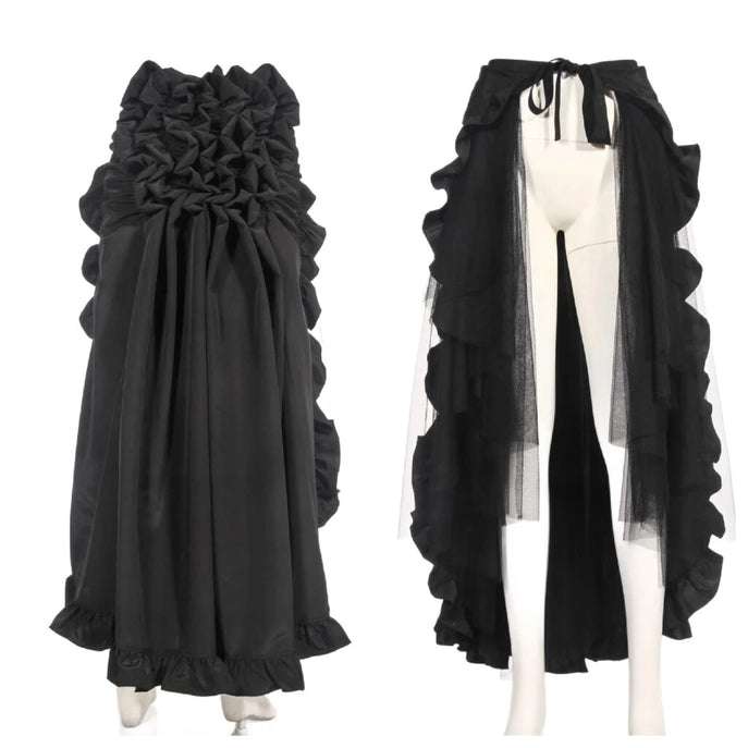 Steampunk Wrap Ruffle Skirt Blk