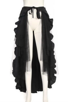 Steampunk Wrap Ruffle Skirt Blk